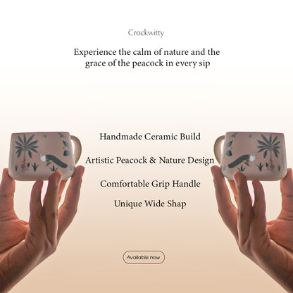 Handmade Ceramic Peacock Bliss Cup Set of 6 150 ML