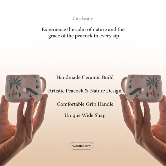 Handmade Ceramic Peacock Bliss Cup Set of 6 150 ML