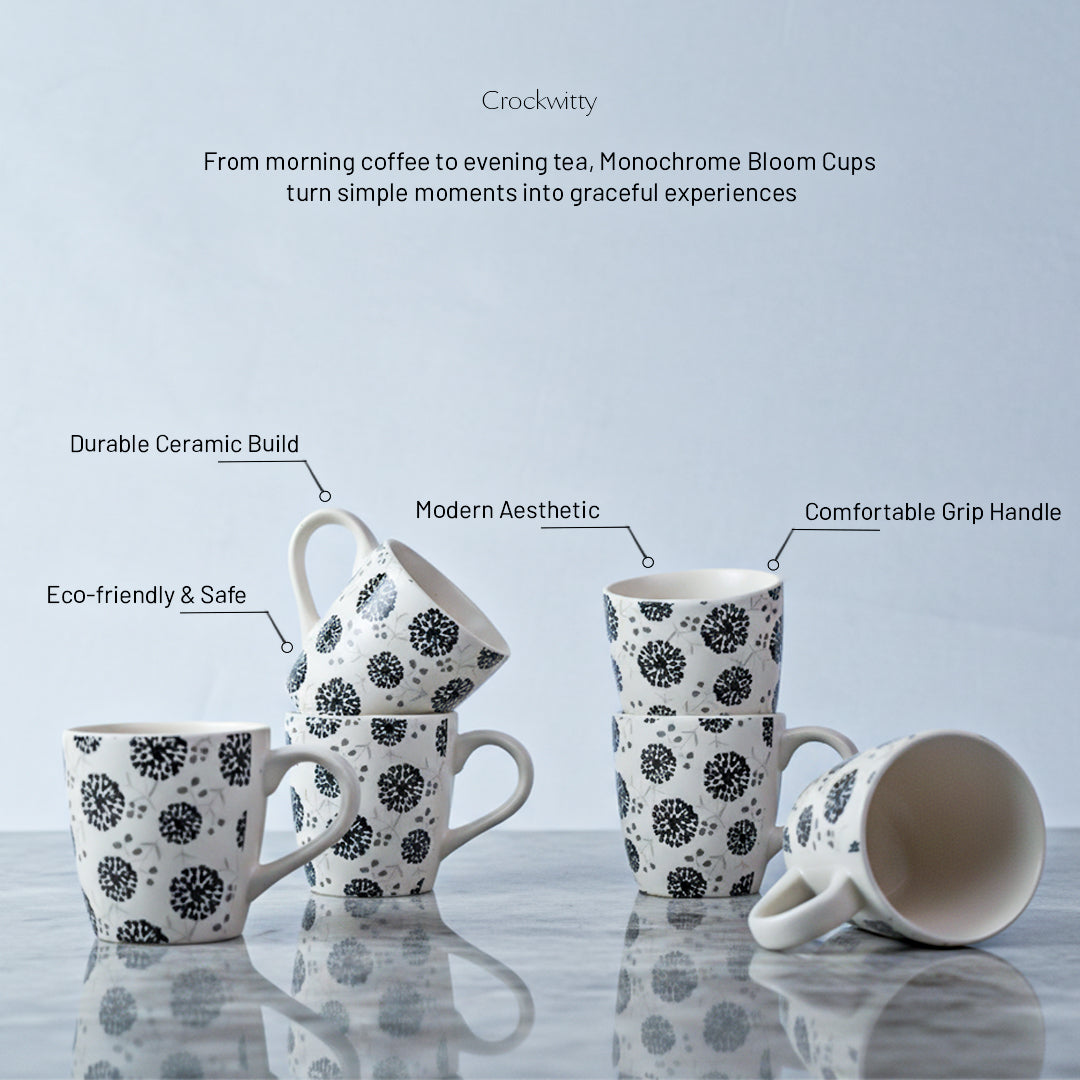 Handcrafted Monochrome Bloom Cup Set of 1 320 ml
