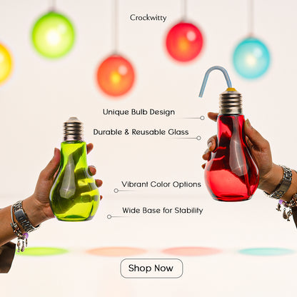 Multi Coloured Bulb Shaped Mocktail Glass Set of 4 600 ml
