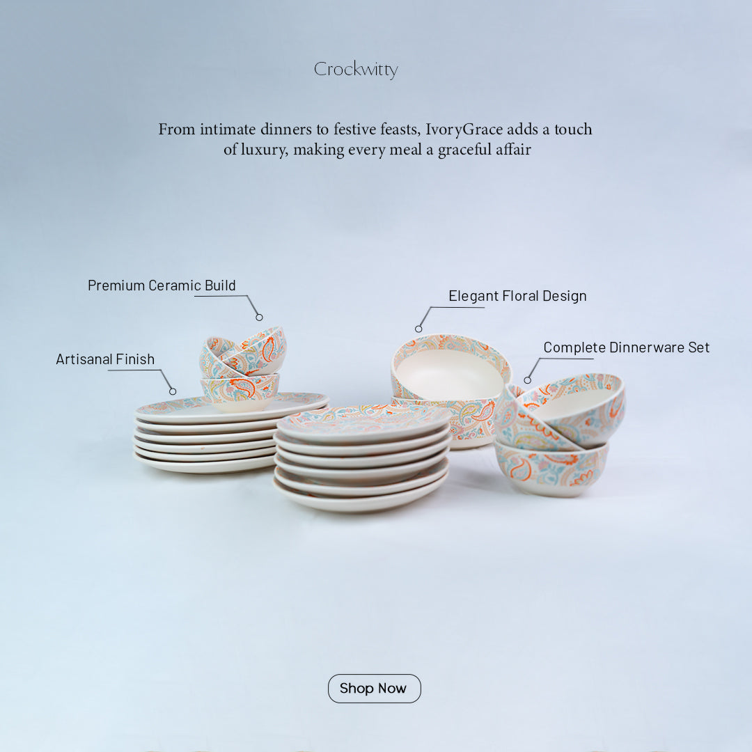 Handcrafted IvoryGrace 20 Piece Dinner Set For 6