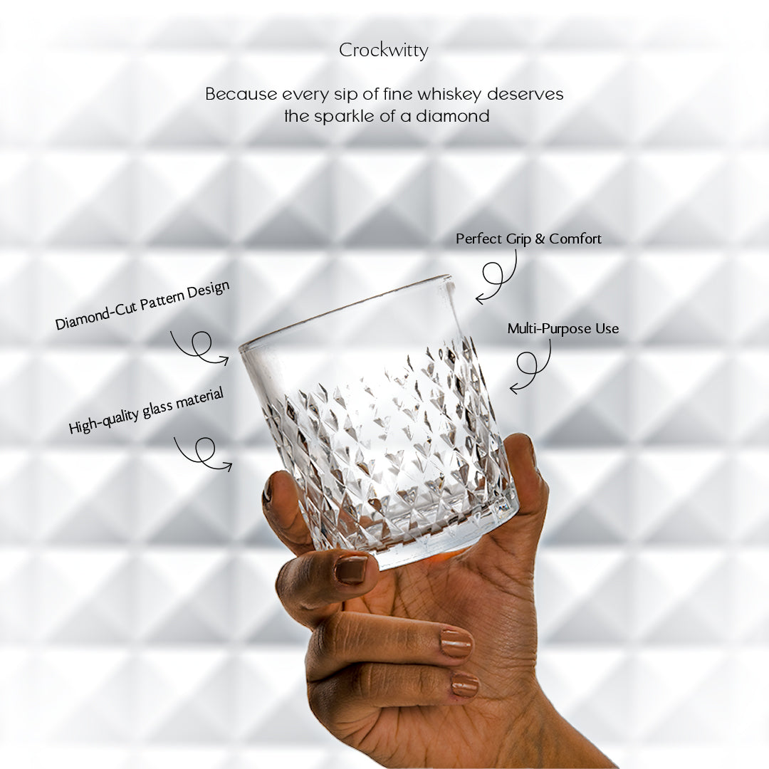 Diamond Whiskey Glaass Set of 6 340 ml