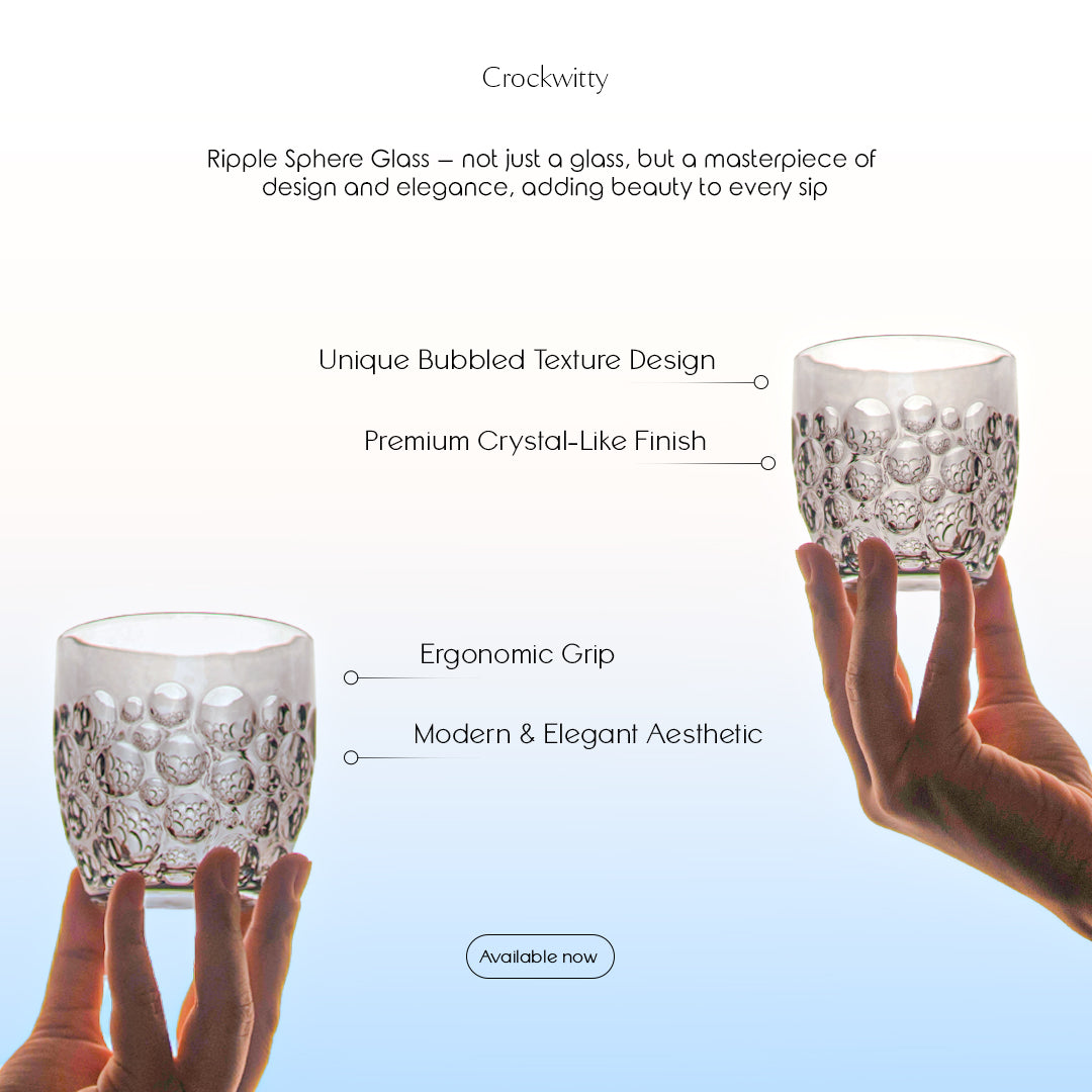 Black Ripple Sphere Glass Set of 6 350 ml