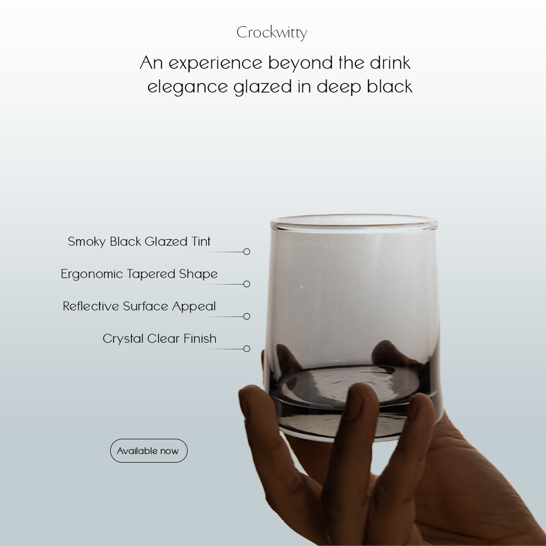 Black Glazed Whisky Glass Set of 6 300 ml