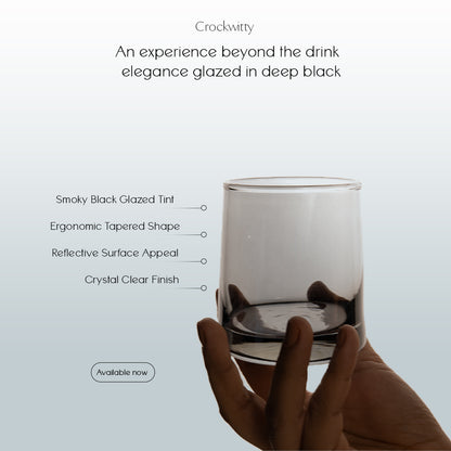 Black Glazed Whisky Glass Set of 6 300 ml
