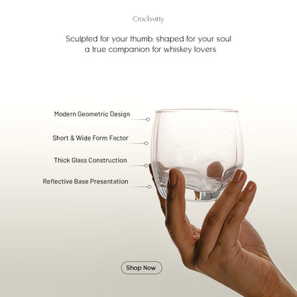 Clear Thumbed Whiskey Glass Set of 6 340 ml