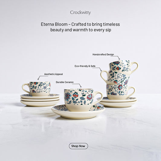 Handcrafted Eternal Bloom Cup and Saucer Set of 2 200 ml