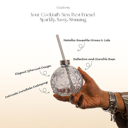 Glittered Bubble Cocktail jar Set of 2 400 ml