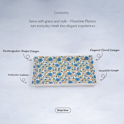 FloraVine Handmade Ceramic Rectangular Patter Set of 2