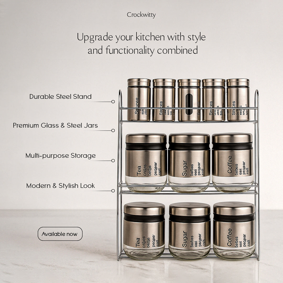 Spice Jars and Storage Jars with Steel Stand