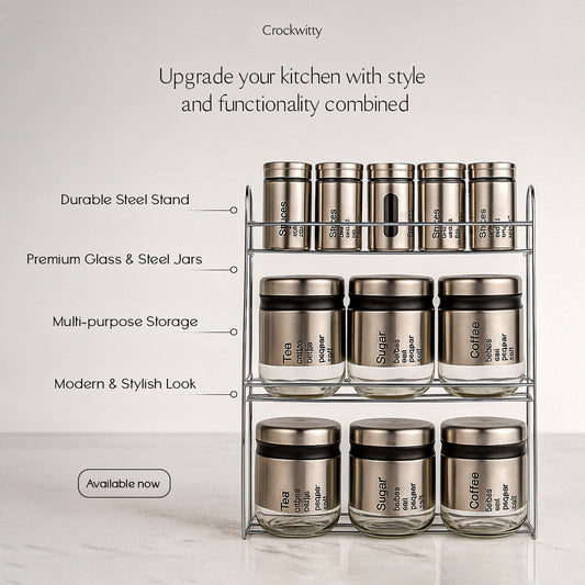Spice Jars and Storage Jars with Steel Stand