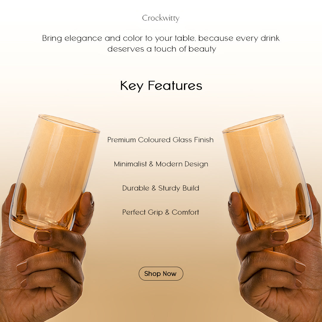 Glassia Coloured Water Glass Set of 6 280 ml