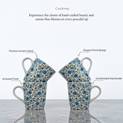 Handcrafted Ceramic Blue Blossom Mug Set of 1 320 ml