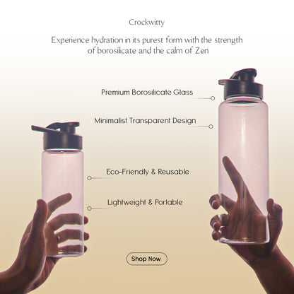 ZenSip Borosilicate Water Bottle Set of 1 750 ml