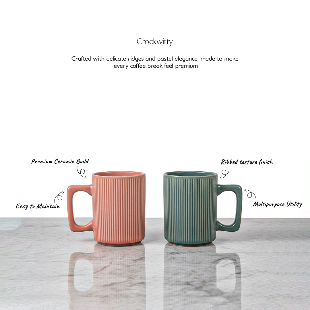 Ribbed Ceramic Mug Set of 1 300 ml