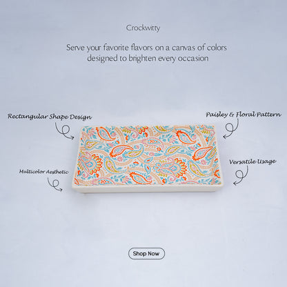 Floral Fiesta Handmade Rectangular Platter Set of 2