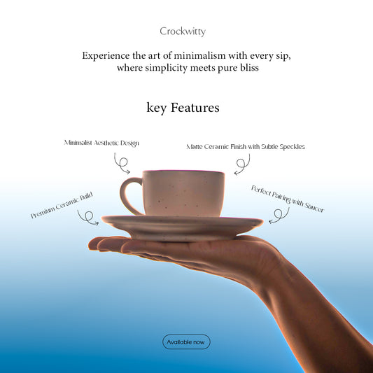 Handmade Minimal Bliss Cup and Saucer Set of 2 200 ml