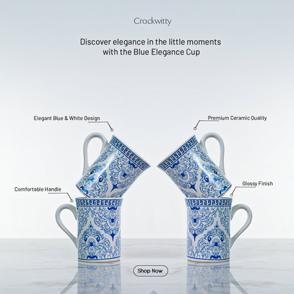 Handcrafted Blue Elegance Porcelain Mug Set of 1 320 ml