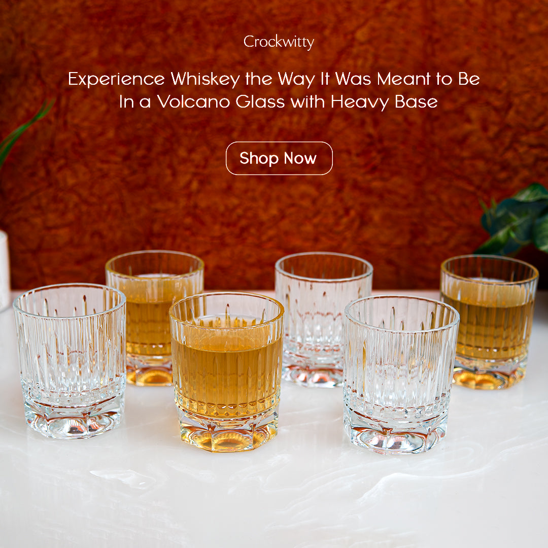 Heavy Base Volcano Whiskey Glass Set of 4 350 ml