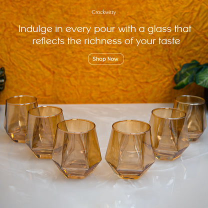 Golden Diamond Whiskey Glass Set of 6 330 ml