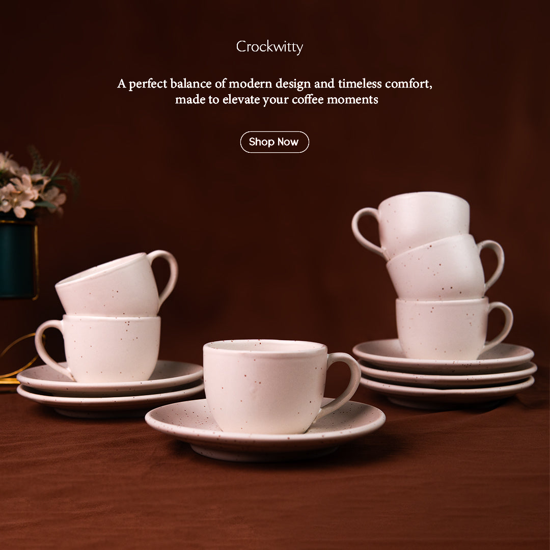 Handmade Minimal Bliss Cup and Saucer Set of 2 200 ml