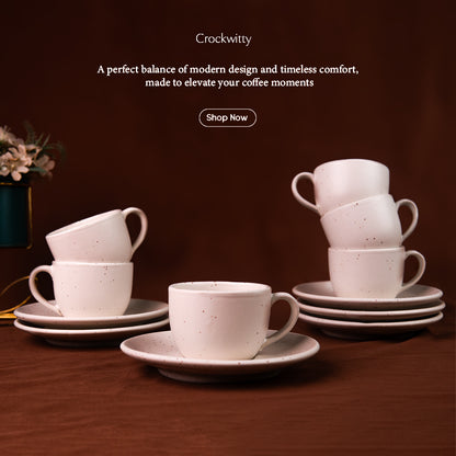 Handmade Minimal Bliss Cup and Saucer Set of 2 200 ml