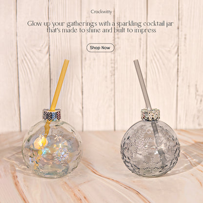 Glittered Bubble Cocktail jar Set of 2 400 ml
