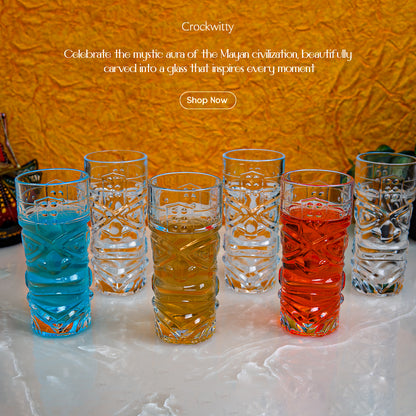 Mayan Face Glass Set of 6 410 ml
