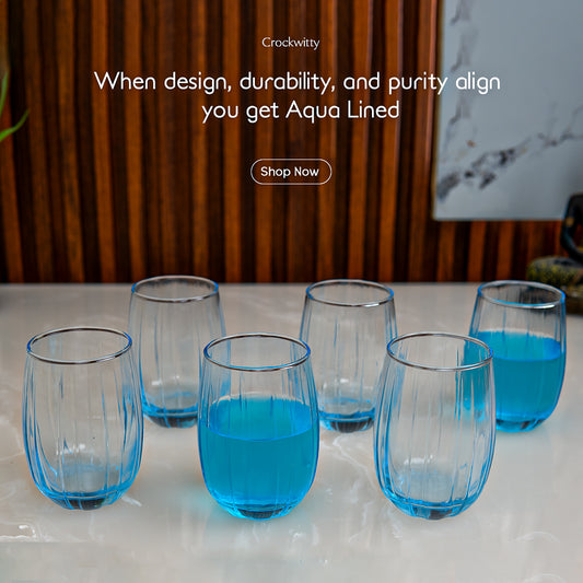 Aqua Lined Water Glass Set of 6 380 ml