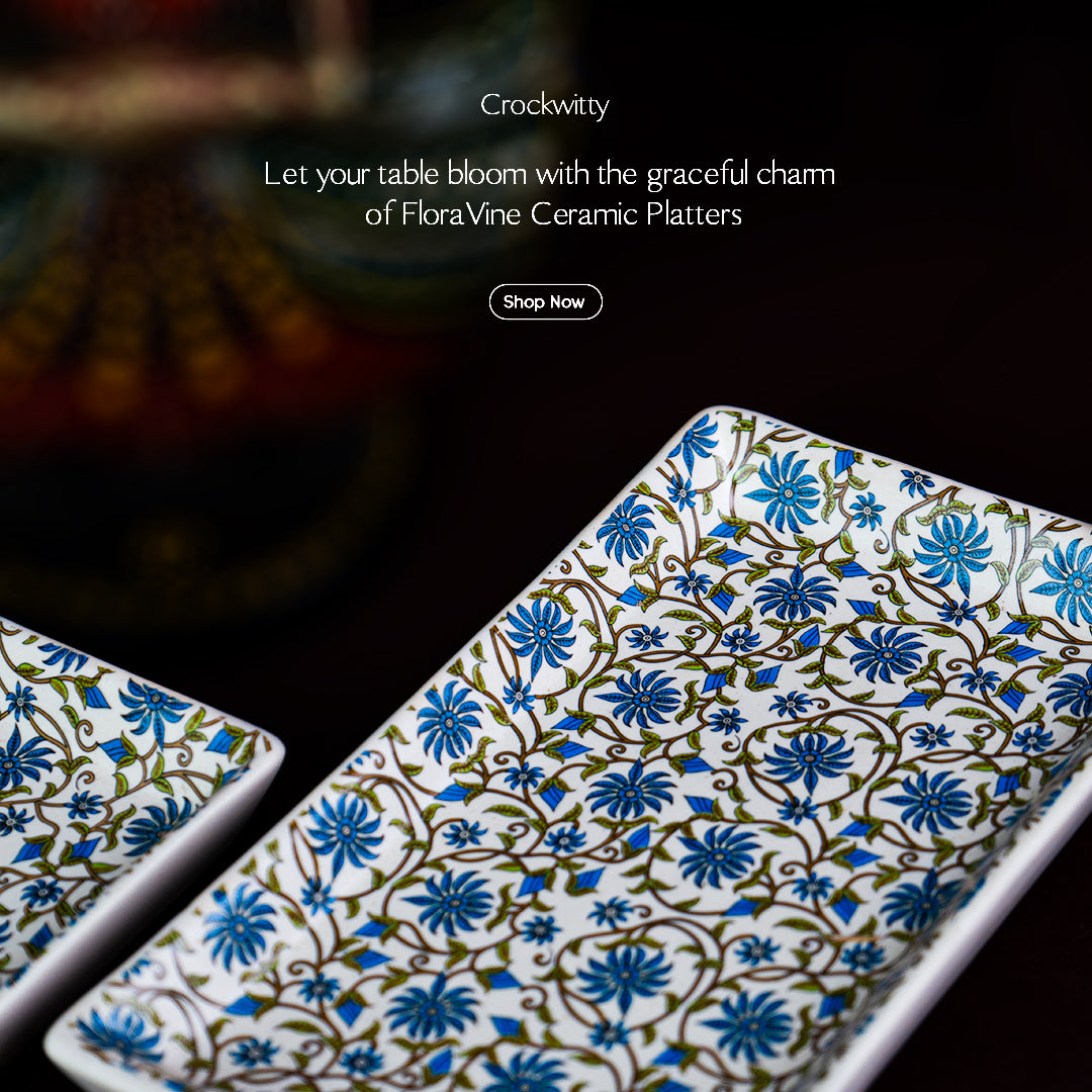 FloraVine Handmade Ceramic Rectangular Patter Set of 2