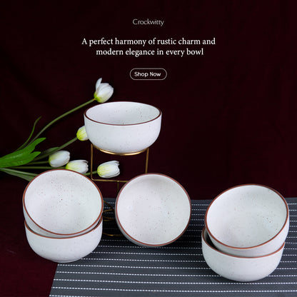 Elegance Speckle Ceramic Bowls Set of 4 500 ml