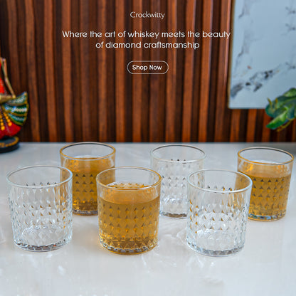 Diamond Whiskey Glaass Set of 6 340 ml