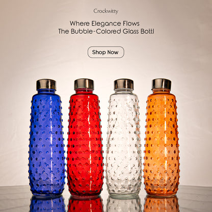Bubbled Multi-Coloured Glass Water Bottle Set of 4 1000ml