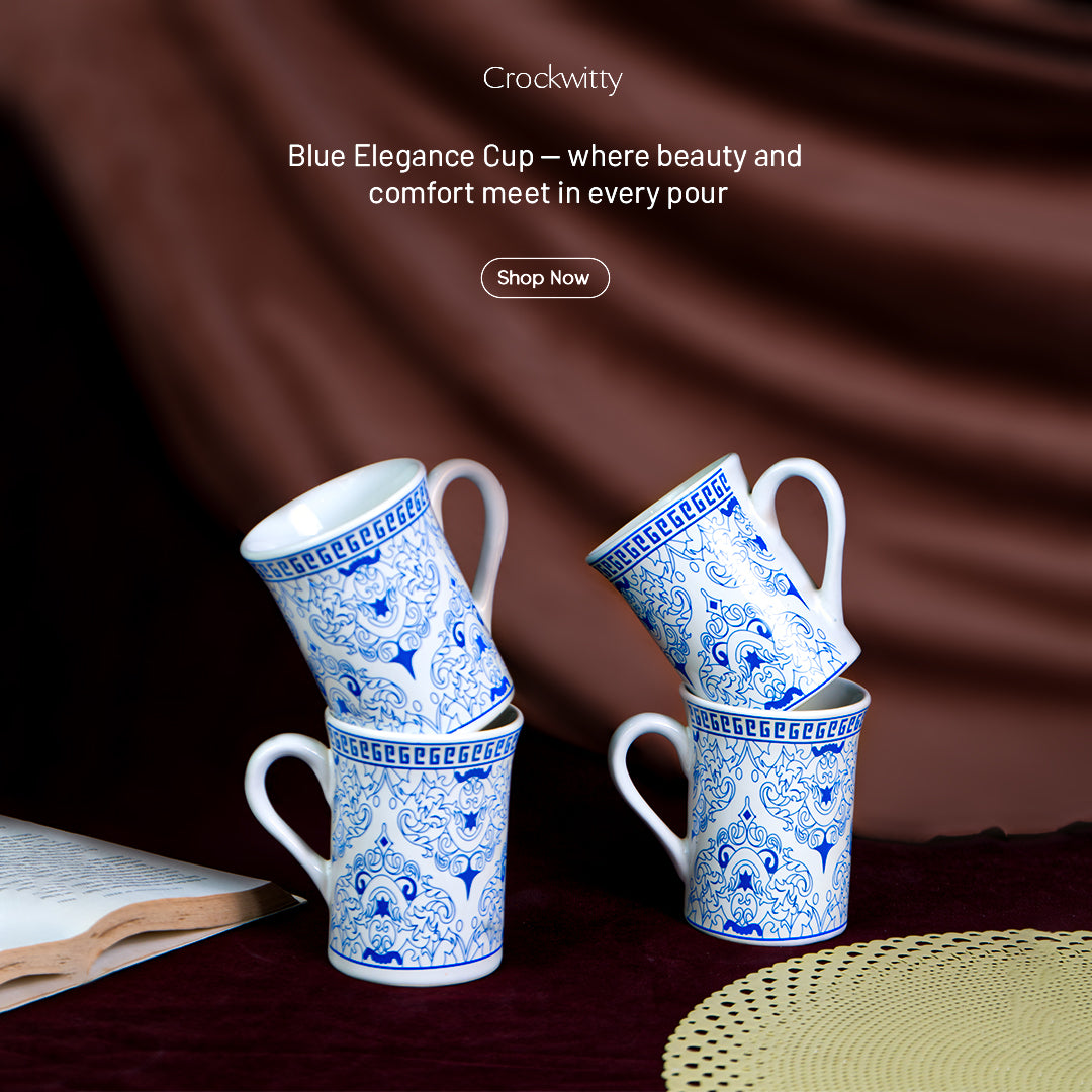 Handcrafted Blue Elegance Porcelain Mug Set of 1 320 ml