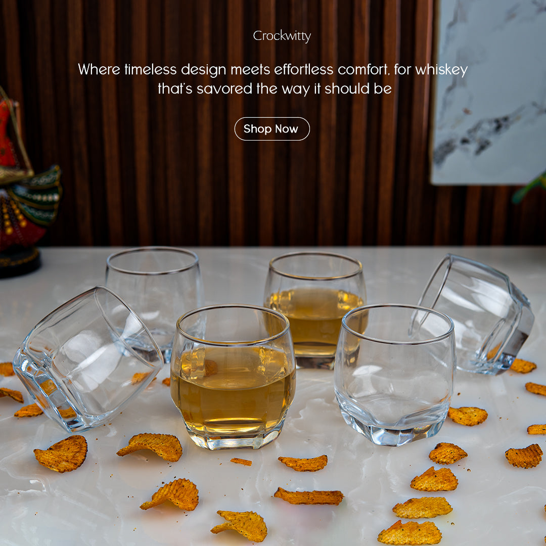 Clear Thumbed Whiskey Glass Set of 6 340 ml
