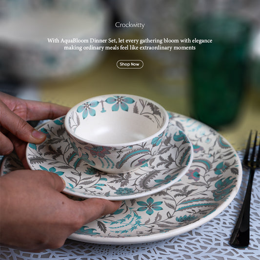 Handcrafted AquaBloom 20 Piece Dinner Set For 6