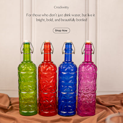 Multi Coloured Water Bottle Set of 4 1000 ml