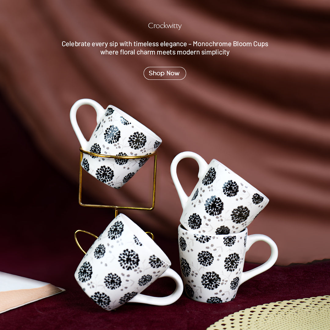 Handcrafted Monochrome Bloom Cup Set of 1 320 ml