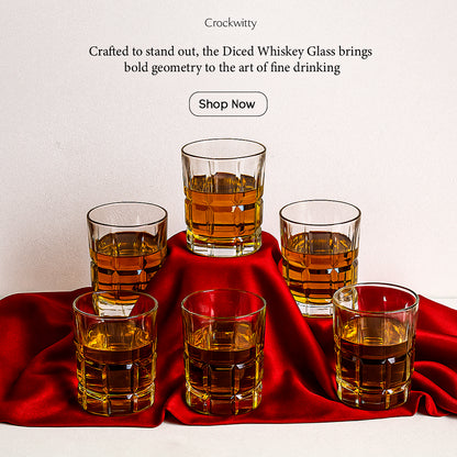 Diced Whiskey Glass Set of 6 300 ml