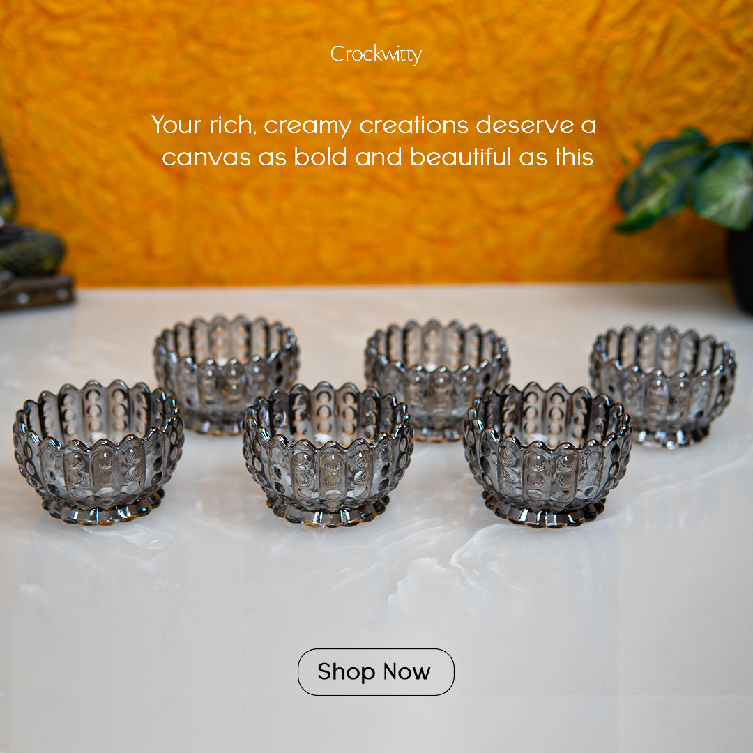 Black Crystal Dessert Cup Set of 6