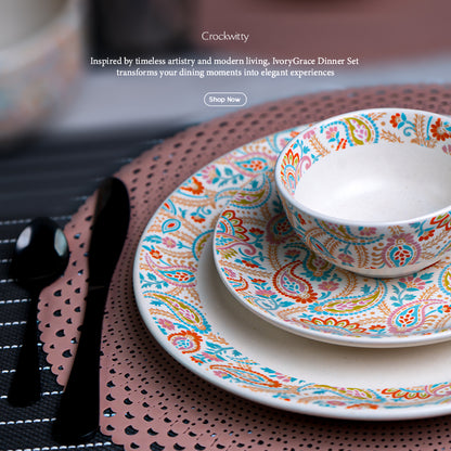 Handcrafted IvoryGrace 20 Piece Dinner Set For 6