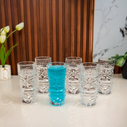 Mayan Face Glass Set of 6 410 ml