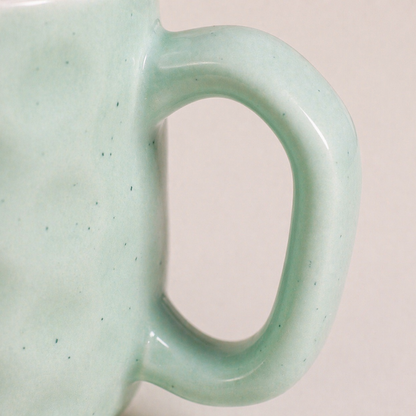 Hammered Mint Ceramic Chai Mug Set of 6 — 200 ml | Lead and Cadmium Free | Microwave Safe | Wide Handle | Tea Coffee Mug Set for Home and Kitchen
