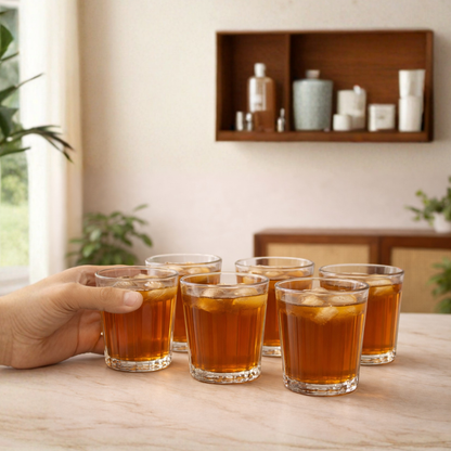 Everyday Value Ribbed Juice Glass Set (Set of 6 | 180 ml)