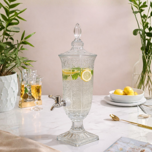 Crystal Cut Glass Beverage Dispenser Pedestal Stand 2L Crockwitty