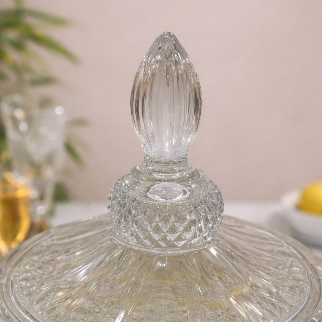 Crystal Cut Glass Beverage Dispenser with Pedestal Stand & Strong Tap | 2 Litre