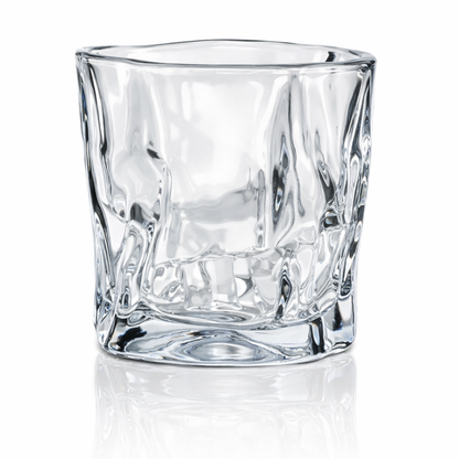 Crystal-Cut Whisky Glasses Set of 6 | 200ml Heavy Base Old Fashioned Rocks Glasses | Sculptural Textured Design | Premium Bar Glassware for Whiskey, Scotch, Bourbon & Cocktails | Gift Set