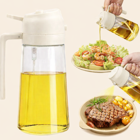 2-in-1 Glass Oil Dispenser Bottle with Spray & Pour | Gravity Sensor Auto-Open Lid | Anti-Clog Filter | Lead-Free Thickened Glass | Olive Oil & Cooking Oil Bottle for Kitchen, Salad & BBQ