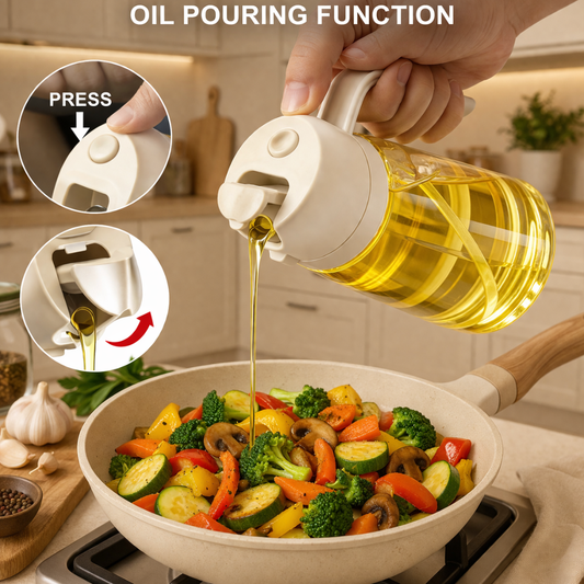 2-in-1 Glass Oil Dispenser Bottle with Spray & Pour | Gravity Sensor Auto-Open Lid | Anti-Clog Filter | Lead-Free Thickened Glass | Olive Oil & Cooking Oil Bottle for Kitchen, Salad & BBQ