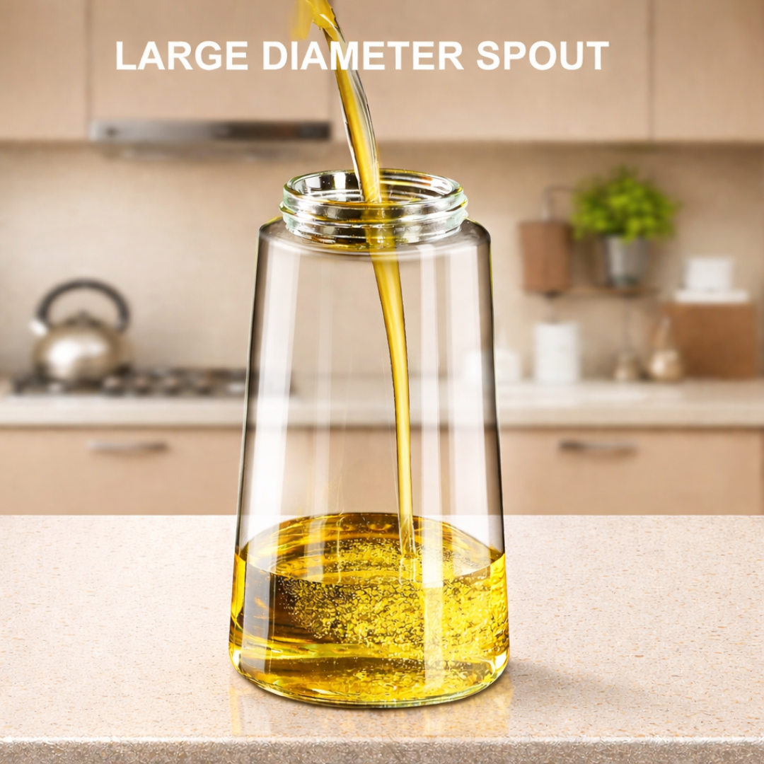 2-in-1 Glass Oil Dispenser Bottle with Spray & Pour | Gravity Sensor Auto-Open Lid | Anti-Clog Filter | Lead-Free Thickened Glass | Olive Oil & Cooking Oil Bottle for Kitchen, Salad & BBQ